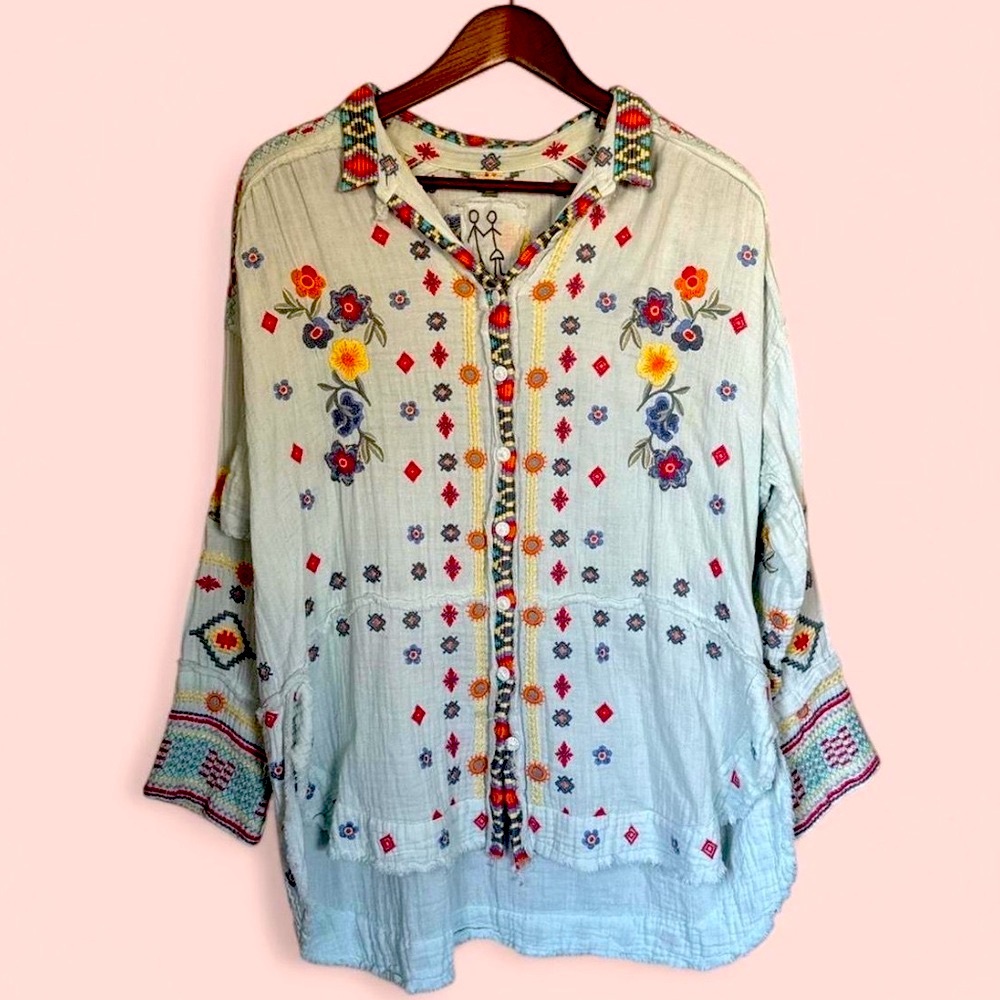 Johnny Embroidered Floral Women Top